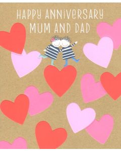 ANNIVERSARY Card - MUM & DAD (Hearts)