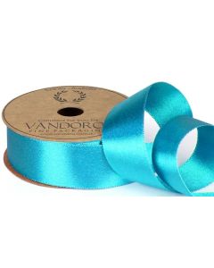 Ribbon Roll- Satin Pearl TURQUOISE/GOLD (25mm x 10 metres)