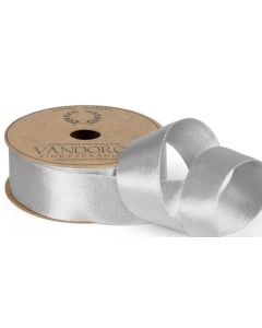 Ribbon Roll - Satin Pearl WHITE/SILVER  (25mm wide x 10 metres)