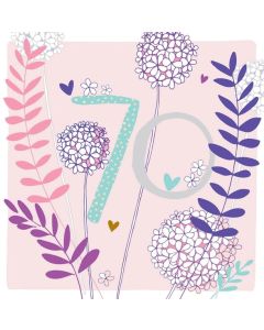 AGE 70 Card - Pastel Flowers
