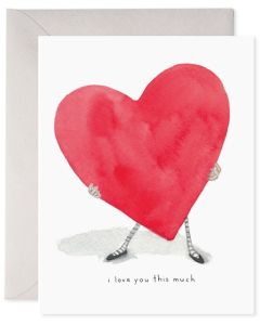 Greeting card - Holding BIG red heart 