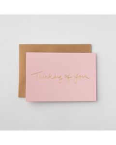 Thinking of you card - Gold foiling on soft pink