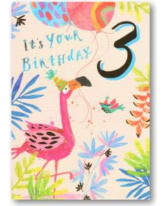 AGE 3 Card - Flamingo