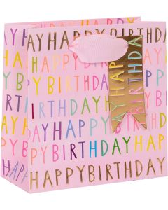 Gift Bag (Small) - Happy Birthday on Pink