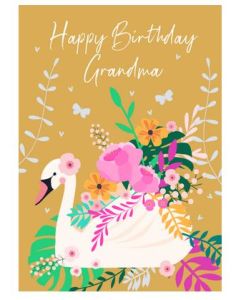 Grandma Birthday - Swan & floral bouquet 