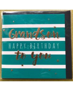 Grandson Birthday - Teal & white stripe