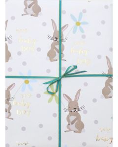Folded Wrapping Paper - BABY BOY (Bunnies)