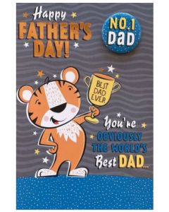 Father's Day Card - Tiger & Trophy (with removable badge)