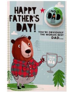 Father's Day - Bear, trophy & No. 1 DAD badge