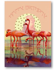 Birthday Card - Flamingo Sunset