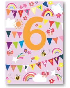 AGE 6 Card - Butterflies & Bunting