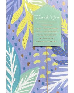THANK YOU card - Painted foliage with foil