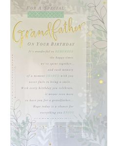 GRANDFATHER Birthday card - Words on soft grey 