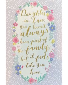 Daughter-in-law Birthday card - Words in floral oval