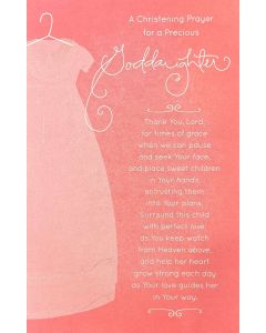 Goddaughter Christening card - Prayer on peach pink