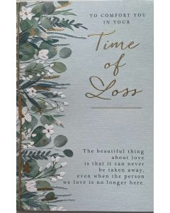 SYMPATHY card - 'Time of Loss', foliage on side 