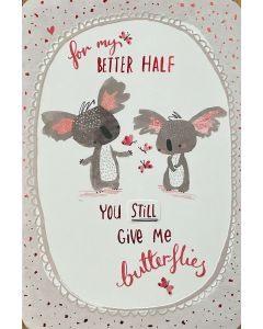 VALENTINE'S DAY card - Cute koalas & butterflies