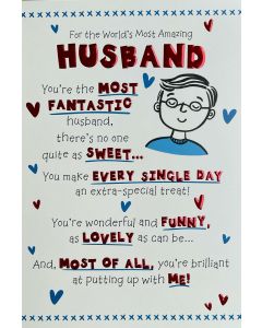 Valentine Day Husband card - 'World's most amazing Husband'