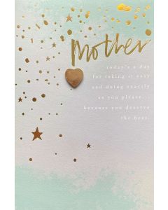 Mother's Day Card - Mother, raised gold heart 
