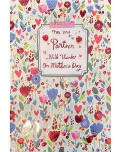 Mother's Day Card - Partner - Hearts & flowers 