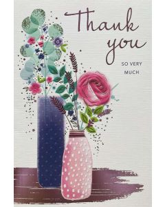 Thank You card - Flowers in pink & purple vases 