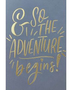 Engagement card - '& so the adventure begins'