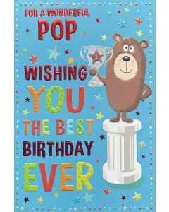 POP Birthday card - Bear with trophy