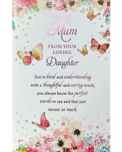 Mother's Day from DAUGHTER - Butterflies & flowers on white 