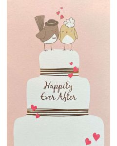 WEDDING card - Two birds on cake 
