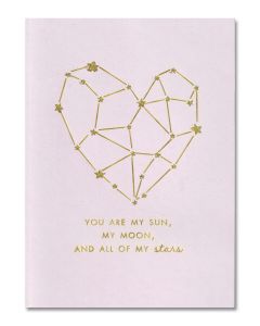 OUR ANNIVERSARY card - Gold line/star heart
