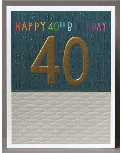 AGE 40 Card - Gold on Blue