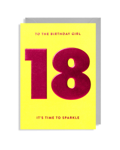 AGE 18 card - Birthday Girl on yellow 
