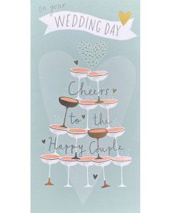 WEDDING gift card/money wallet - Champagne glass tower