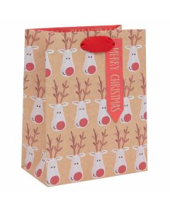 Christmas Gift Bag (Medium) - Rudolph on kraft 