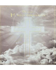 1st Communion card - Clouds & Cross 