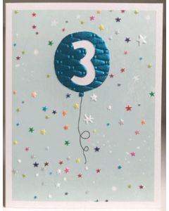 AGE 3 Card - Blue Balloon