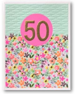 AGE 50 Card - Bright Floral