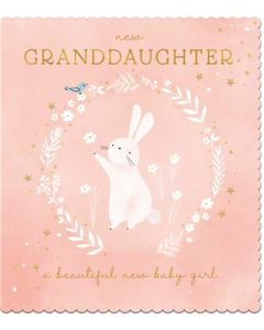 NEW GRANDDAUGHTER Card - Bunny & Bluebird 