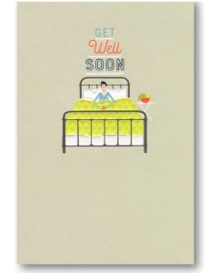 GET WELL Card - Man in Bed