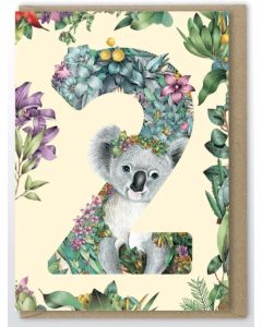 AGE 2 Birthday card - Koala in greenery