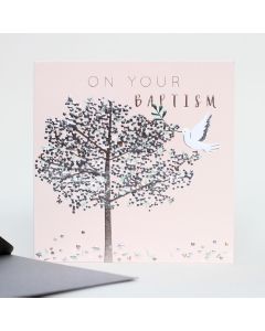 BAPTISM Card - Silver Tree