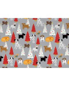 Christmas Folded Wrapping Paper - Festive Dogs 