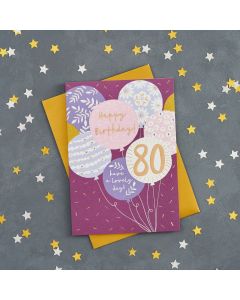 AGE 80 Card - Pastel Balloons