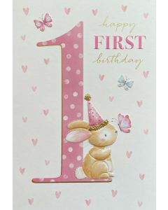 AGE 1 card - Bunny with butterflies 