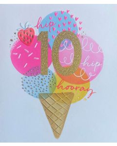 AGE 10 Birthday card - '10' on ice-cream scoops