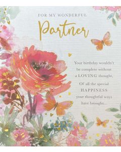 PARTNER Birthday - Flowers & butterflies