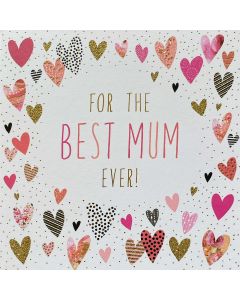 Mother's Day card - 'Best Mum' with hearts 