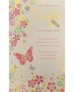 Mother's Day card - To Daughter - flowers & pink butterfly