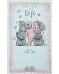 Mother's Day card - WIFE, cute bears with pink heart