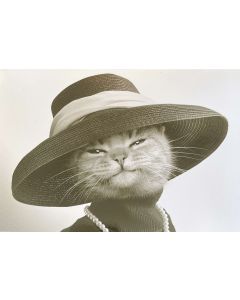 Mother's Day card - Cat in big hat & pearls